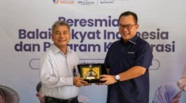 BRI melalui Yayasan Baitul Maal BRILiaN (YBM BRILiaN) dan IPB University melalui Direktorat Pengembangan Masyarakat Agromaritim meresmikan Balai Rakyat Indonesia. (Dok. BRI)