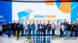 Launching fitur terbaru di aplikasi BRImo, yaitu “Kirim Barang” yang bekerjasama dengan PT Pos Indonesia. (Dok. BRI)